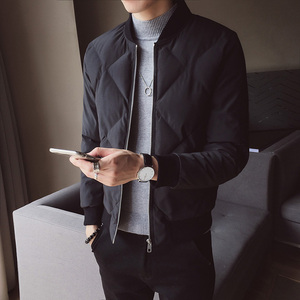 2308`休闲外套 立领合身 羽绒棉衣棉服男P115灰绿图片
