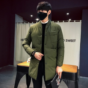 2108`大口袋工装羽绒棉服中长款棉衣男P135黑色图片