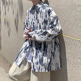 CT21宽松情侣港风大码ins扎染条纹衬衫外套男P4868 黑色,男装衬衫,电商A066,电商基地 CT21宽松情侣港风大码ins扎染条纹衬衫外套男P4868 黑色,男装衬衫,电商A066,电商基地