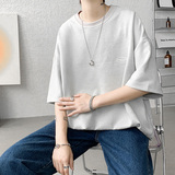 DX1533`重磅280克抖音-麂皮绒-宽松情侣短袖T恤男P3548灰，男装T恤，电商A066