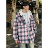 MH10`条纹ins加厚中长款羊羔毛呢料外套连帽棉衣棉服男P118，男装棉衣，电商A066