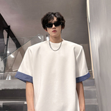 KT1027`（垫肩可拆装送三角巾）格子短袖T恤男ins潮牌上痞帅P48，男装T恤，电商A066