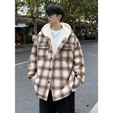 MH10`条纹ins加厚中长款羊羔毛呢料外套连帽棉衣棉服男P118，男装棉衣，电商A066