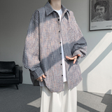 CR019`泡泡纱格子潮牌高街ins衬衫男女P40，男装衬衫，电商A066