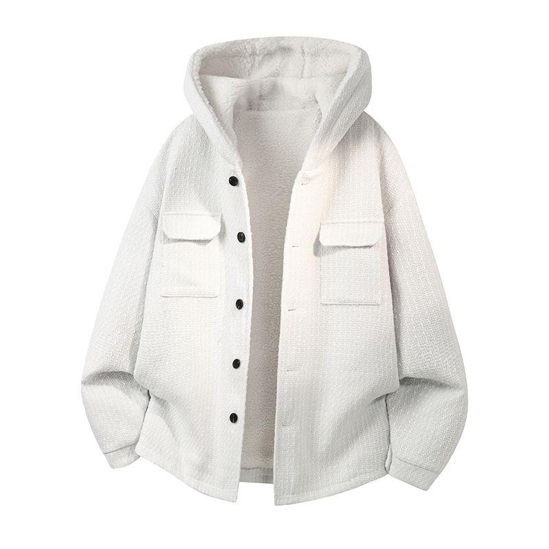 MH20`条纹ins加厚中长款羊羔毛呢料外套连帽棉衣棉服男P118，男装棉衣，电商A066