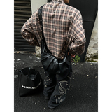 CR005`暗黑风全棉格子潮牌高街ins衬衫男女P45，男装衬衫，电商A066