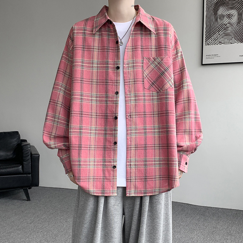 CR018`格子潮牌高街ins衬衫男女P38,男装衬衫,电商A066