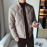 2308`休闲外套立领合身羽绒棉衣棉服男P115灰绿，男装棉衣，电商A066