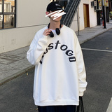 WS01`ins宽松潮牌港风大码圆领套头卫衣男P3855，男装卫衣，电商A066