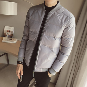 2317`短款羽绒棉衣棉服 修身款外套男P105 黑色图片
