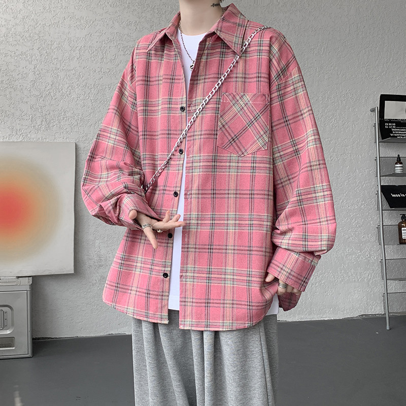 CR018`格子潮牌高街ins衬衫男女P38,男装衬衫,电商A066