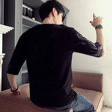 4288-4289`火焰印花宽松大码中袖五分袖T恤男P35，男装T恤，电商A066