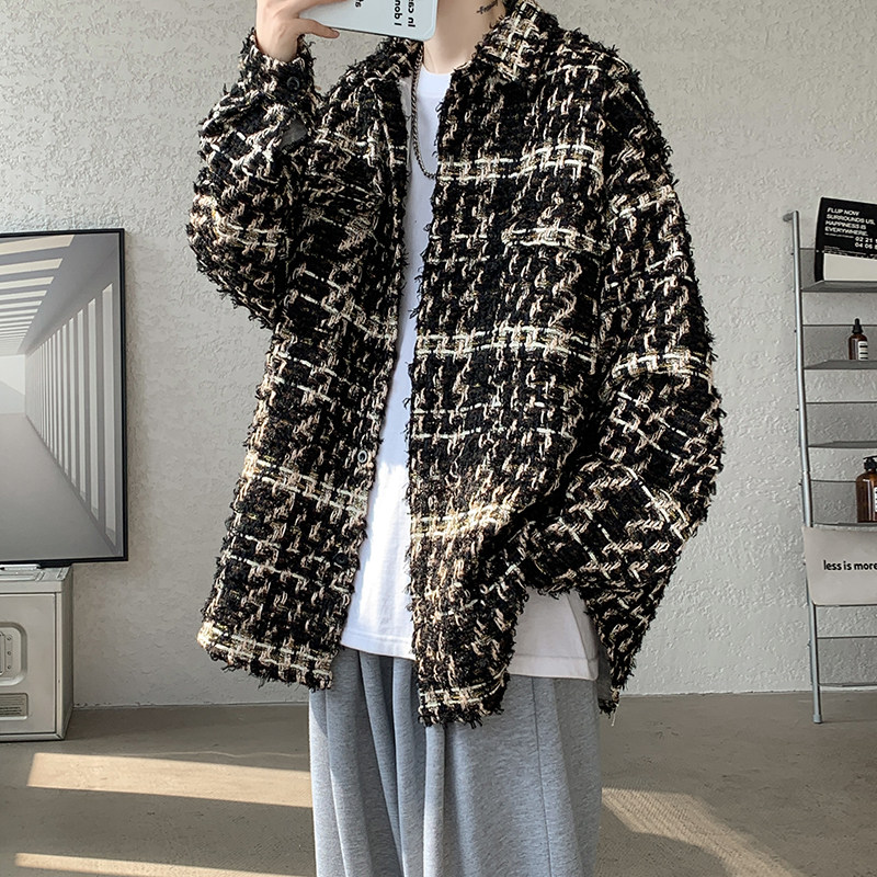 CT23宽松小香风呢料外套男学生港味夹克P78,男装夹克,电商A066