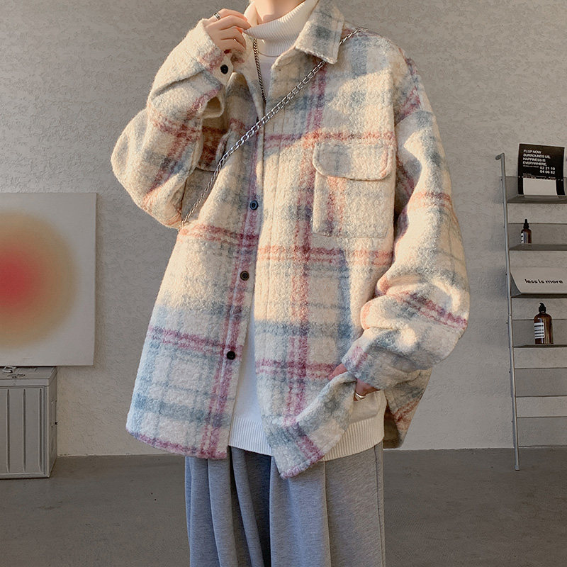 CT33宽松美拉德呢料外套男学生港味夹克P6888，男装夹克，电商A066