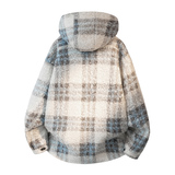 MH13`条纹ins加厚中长款羊羔毛呢料外套连帽棉衣棉服男P118，男装棉衣，电商A066