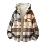 MH08`条纹ins加厚中长款羊羔毛呢料外套连帽棉衣棉服男P118，男装棉衣，电商A066