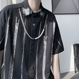 DX1527街潮水洗磨破短袖情侣衬衫男P5568赠送项链（可拆卸），男装T恤，电商A066