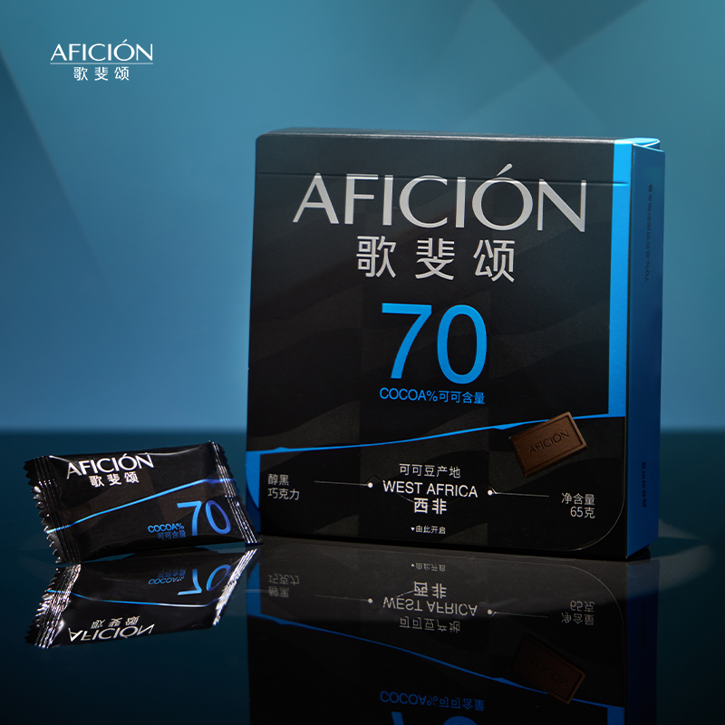 歌斐颂70%醇黑巧克力薄片零食