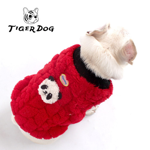 TIGERDOG狗狗中国红新年元旦圣诞春节保暖双面绒背心马甲四脚衣