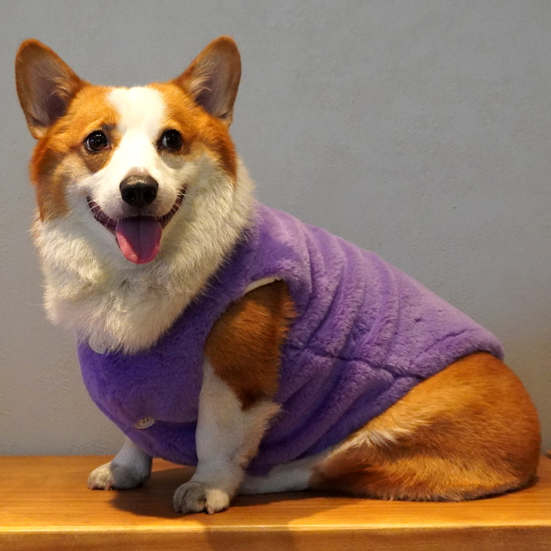 Tigerdog柯基柴犬中型犬秋冬加绒加厚兔毛绒马甲坎肩宠物衣服装