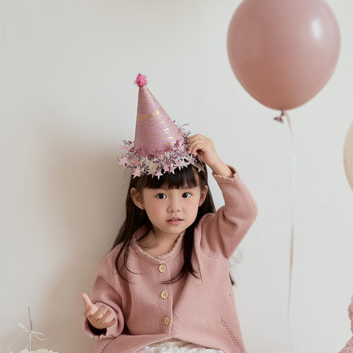 ins风亮片生日派对帽女童拍照