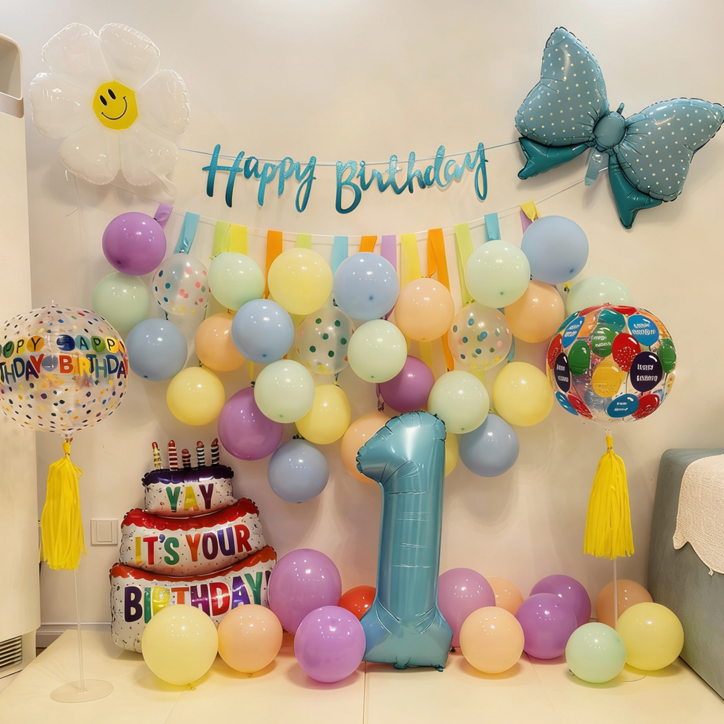 生日布置气球男孩女孩宝宝1周岁3岁派对背景墙场景装饰仪式感拍照,节庆用品/礼品,气球,淘宝优惠券,粉丝福利购,淘宝优惠卷