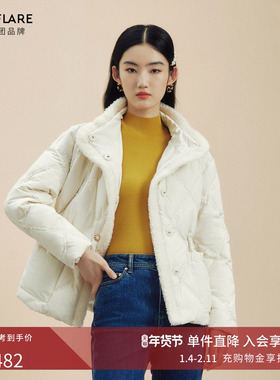 莱茵商场同款短款小香风鹅绒羽绒服24年冬季新款收腰保暖夹克外套