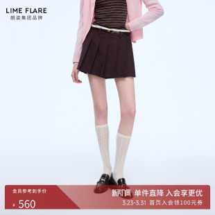 羊毛高腰A字短裙百褶裙裤 格蕾系短裤 26春 时尚 朗姿莱茵福莱尔法式