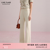 女 阔腿宽松白色高腰牛仔裤 莱茵福莱尔喇叭裤 女2025新款