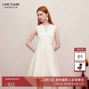 莱茵福莱尔重要场合精致礼服裙优雅气质千金收腰白色连衣裙女新款