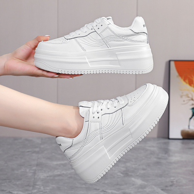 【英·为你】阿比让牛皮潮流轻便百搭时尚厚底增高舒适休闲小白鞋