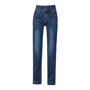 逸阳修身直筒牛仔裤女士2026秋季新款高腰遮肉显瘦法棍烟管长裤子