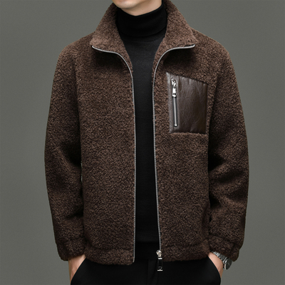恒源祥绵羊毛立翻领羊剪绒外套