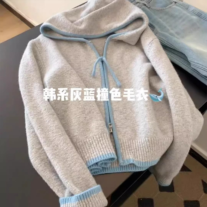 女童春秋针织开衫毛衣外套图片