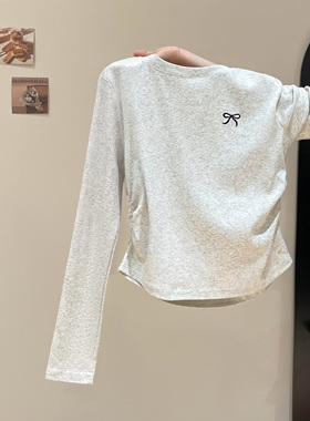 女童春装正肩长袖T恤2026新款大童修身内搭上衣儿童春秋款打底衫