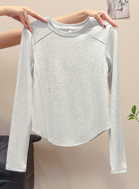 女童长袖打底衫春装2026新款大童内搭上衣春秋儿童正肩简约t恤衫
