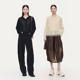 棉感镂空连帽宽松上衣女 商场同款 AUM噢姆2025年秋季 新款