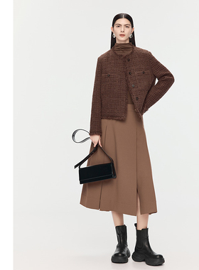 【天猫臻选】AUM噢姆2025年冬季新款圆领粗花呢肌理小香风外套女