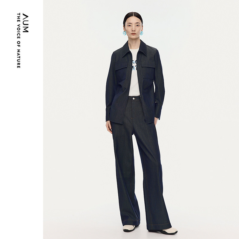 【轻松套装】AUM噢姆2025年冬季新款拉链贴袋休闲牛仔衬衫长裤女,女装/女士精品,时尚套装,淘宝优惠券,粉丝福利购,淘宝优惠卷