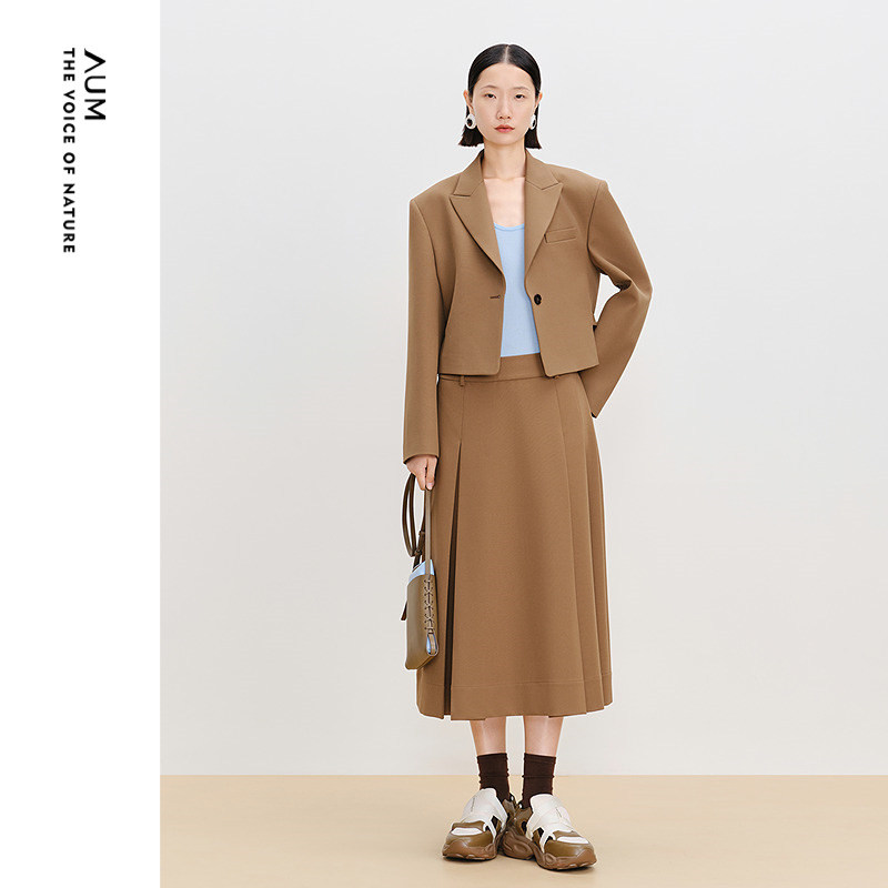 【轻松套装】AUM噢姆春季棕色肌理斜纹短款西装外套半身裙长裤女,女装/女士精品,时尚套装,淘宝优惠券,粉丝福利购,淘宝优惠卷