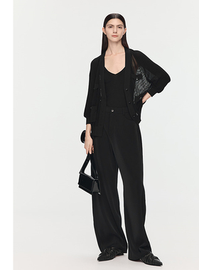 【消夏胶囊】AUM噢姆2025年秋季新款棉感镂空肌理针织黑色外套女