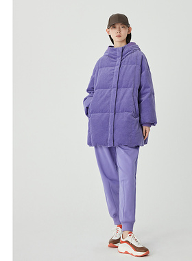 【暮空紫】AUM噢姆春季灯芯绒宽松外套鹅绒紫色羽绒服休闲棉服女