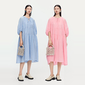 FaFa裙 AUM噢姆2025年夏季 新款 棉感宽松泡泡袖 休闲连衣裙长裙