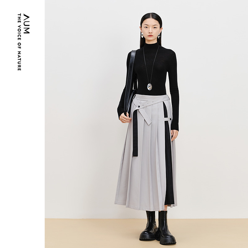 【无缝针织】AUM噢姆冬季羊毛针织打底衫修身长袖半高领上衣女款