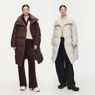 【商场同款】AUM噢姆2025年冬季新款翻领长款高克重鹅绒羽绒服女