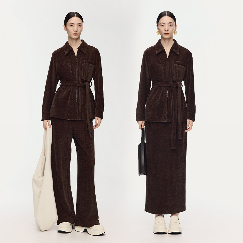 【大秀同款】AUM噢姆2025年冬季新款坑条腰带休闲衬衫直筒裤半裙,女装/女士精品,时尚套装,淘宝优惠券,粉丝福利购,淘宝优惠卷