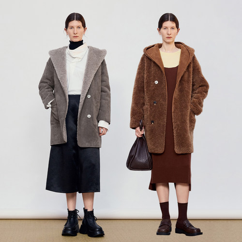 【双面穿外套】AUM噢姆2026年冬季新款休闲连帽设计宽松羊毛外套