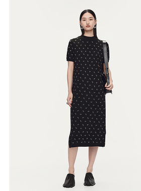 【可颂裙】AUM噢姆2025年秋季新款圆领针织长款连衣裙黑色长裙女