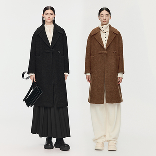 【天猫臻选】AUM噢姆2025年冬季新款羊毛圈圈纱中长款大衣外套女
