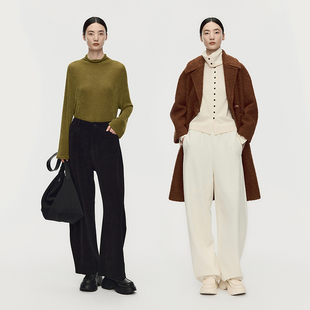 天猫臻选 休闲长裤 AUM噢姆2025年冬季 针织灯芯绒弯刀裤 女 新款